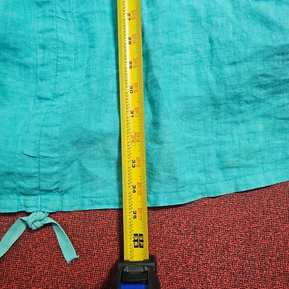 Bryn Walker Turquoise Linen Tunic Dress Sz M Pocket Scandi Lagenlook Oversized - Picture 14 of 14
